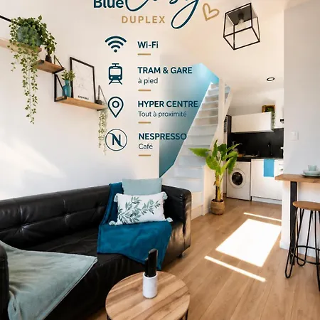 Blue Cosy, Duplex, Gare&Tram, Hyper-Centre, Self Check-In Apartamento *